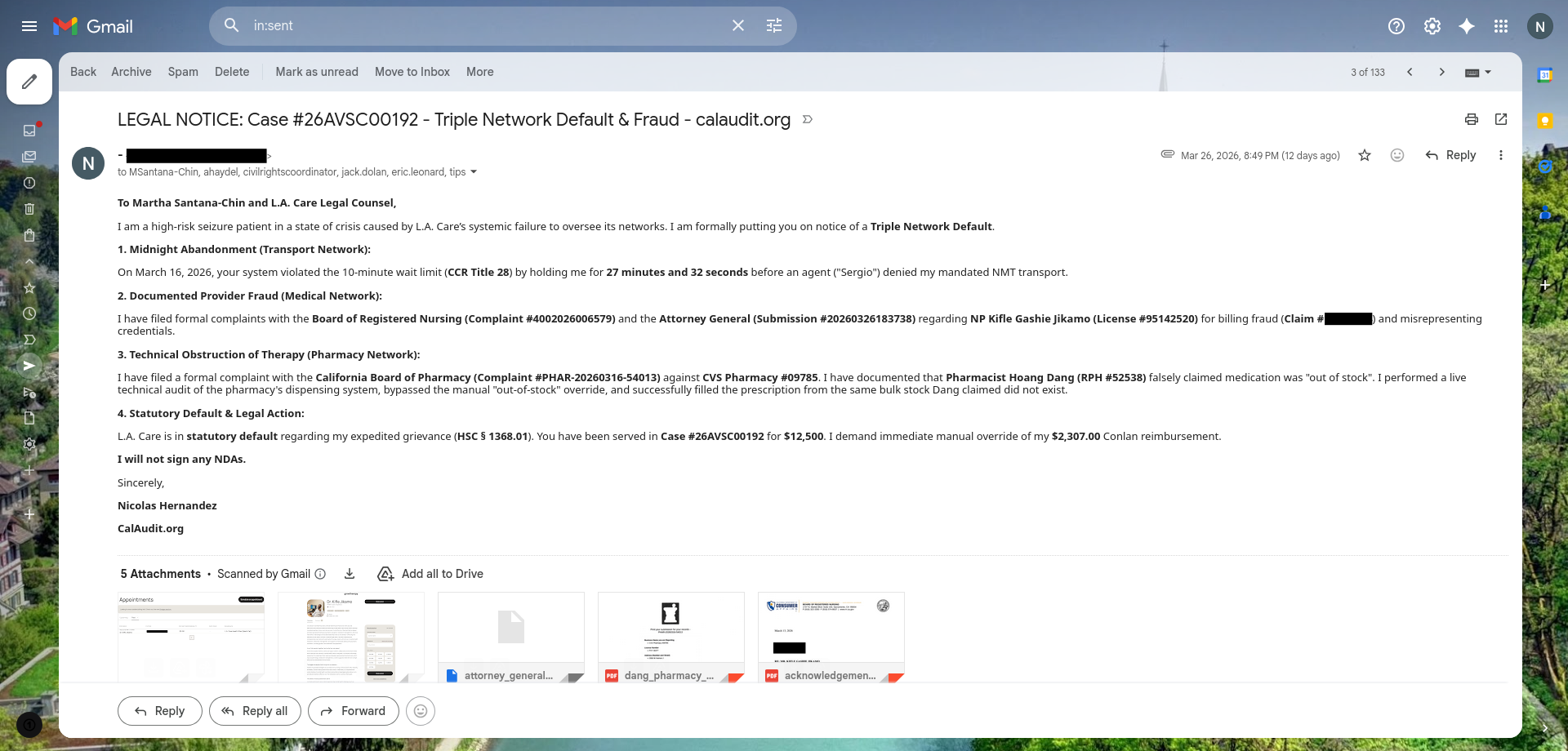 March 26 Email Notice