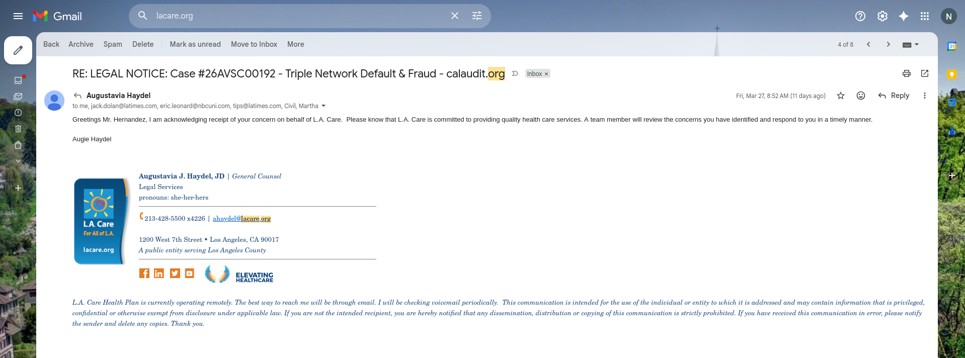 March 27 Response from Haydel